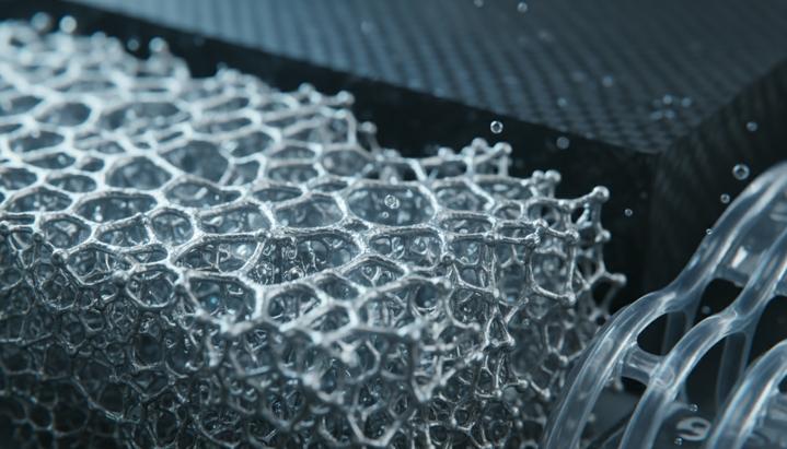 Никель вместо платины: путь к доступным водородным топливным элементам Макроснимок металлической наноструктуры никелевого катализатора на поверхности электрода внутри водородного топливного элемента.