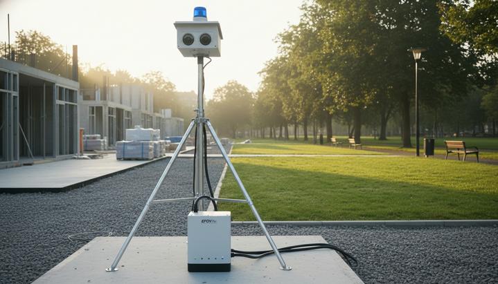 SFC Energy и Linc Polska расширяют партнерство: контракт на €1,5 млн Мобильная вышка видеонаблюдения на стройплощадке, подключенная к портативному топливному элементу для автономного питания.