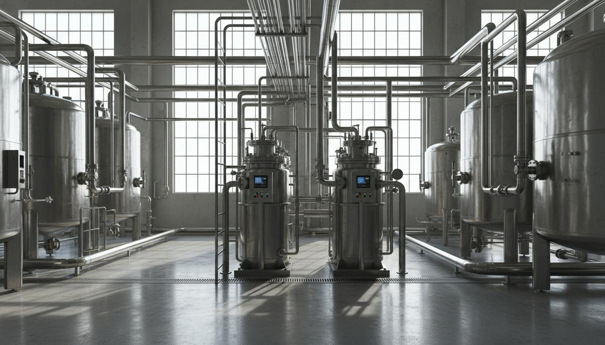 Современные электрохимические установки и системы стальных трубопроводов в цехе промышленного завода