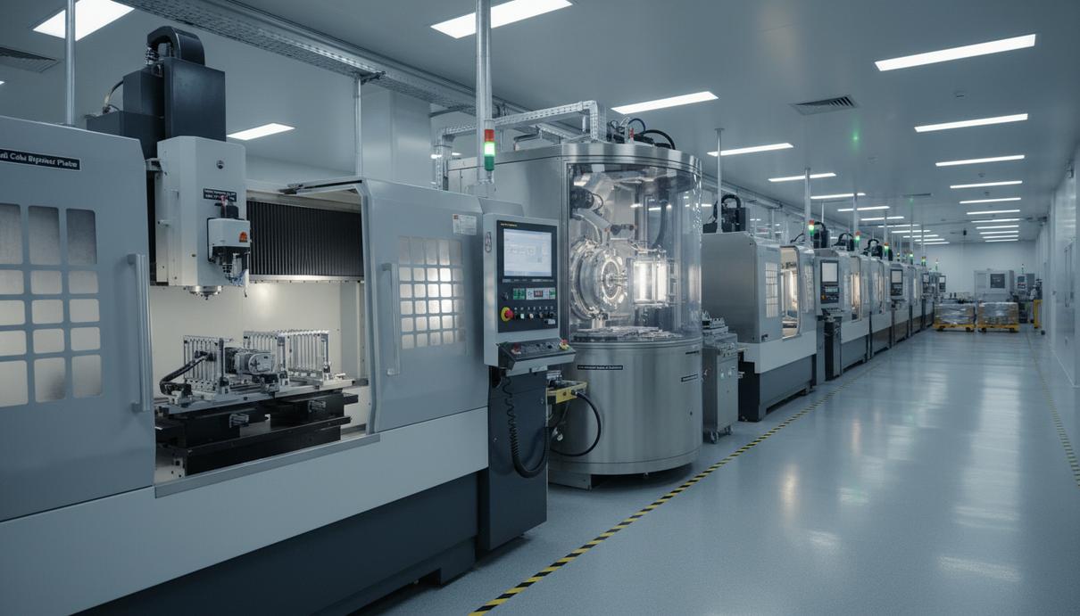 Современное промышленное оборудование и автоматизированные линии в светлом цехе технологического предприятия